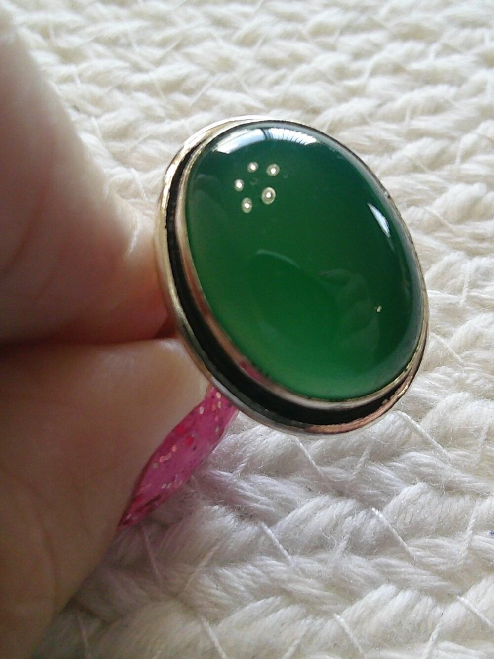 Beautiful GREEN QUARTZ Handmade Sterling 925 Ring Size 7 #914E